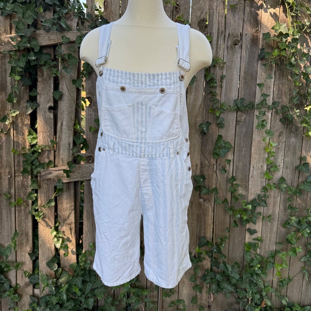 Vintage Get Spoiled Overalls Womens Medium Shortalls Striped Denim‎ Cottagecore
